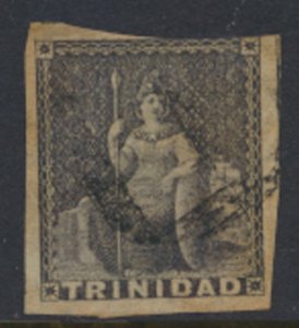 Trinidad SG 10 Dark Grey  1854 white paper  SC# 7 -see details & scans
