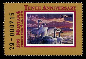 United States, Duck Hunting - State #MT43 Cat$11, Montana, 1995 $5 Tundra Swa...