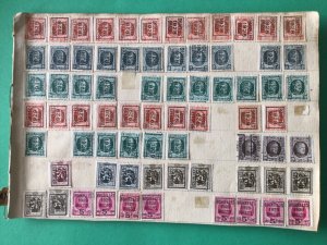 Belgium pre cancel stamps on 2 old album part pages Ref A8447