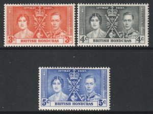 Br Honduras Scott 112/114 - SG147/149, 1937 Coronation Set MH*