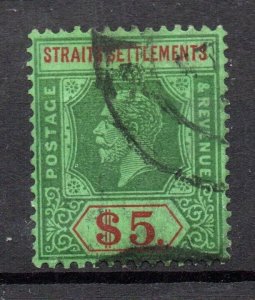 Straits Settlements KGV 1921 $5 Fine CDS Used SG240A WS37003