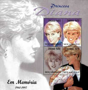 Mozambique 2002 - Princess Diana In Memoriam - Sheet of 4 - Scott 1535 - MNH