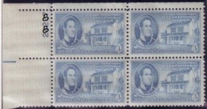 US Stamp #996 MNH - Indiana Territory - Plate Block of 4