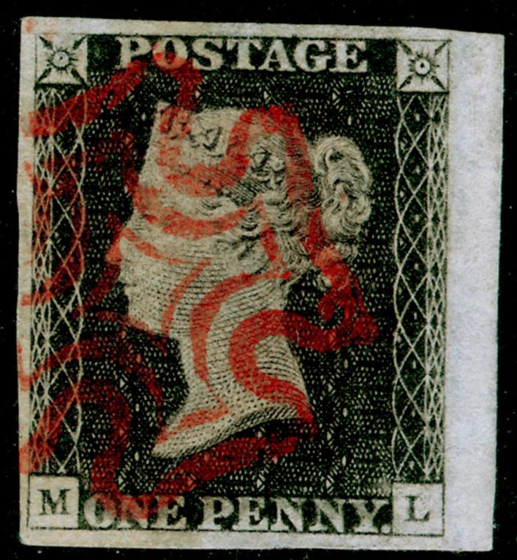 SG3, 1d grey-black PLATE 2, VERY FINE USED. Cat £525. RED MX. 4 MARGINS. ML