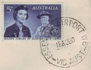 VICTORIA POSTMARK ESSENDON AIRPORT W6 ON 1959 GUIDES FDC RATED 3R  (RU4852)