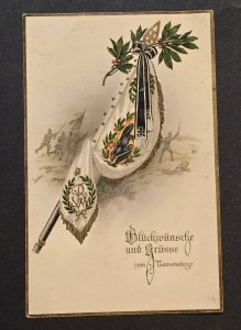 Imperial German Soldiers Feld Patriotic Postcard Iron Cross Flag Eagle WWI Art