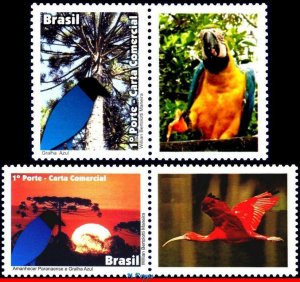 3203-04 BRAZIL 2011 BLUE JACKDAW, DAWN PARANA, BIRDS, PARROT, RHM C-3155-56, MNH