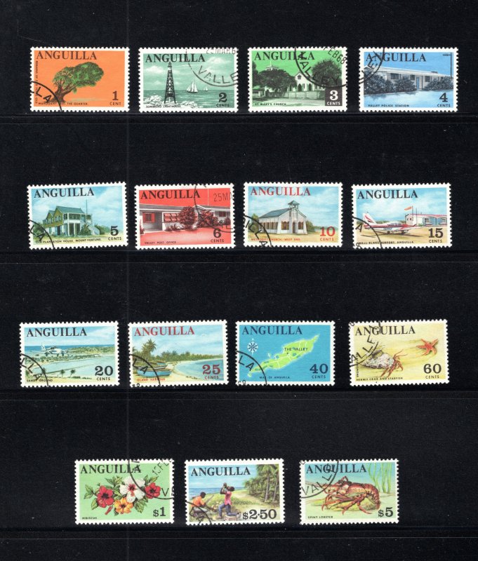 Anguilla SC# 17-31   VF, Used, Complete Set, CV $21.55  .....0230001