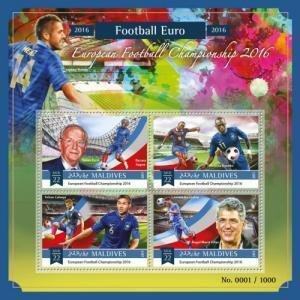 Maldive Islands 2015 EUROPEAN FOOTBALL CHAMPIONSHIP 2016 Perforated Mint(NH)