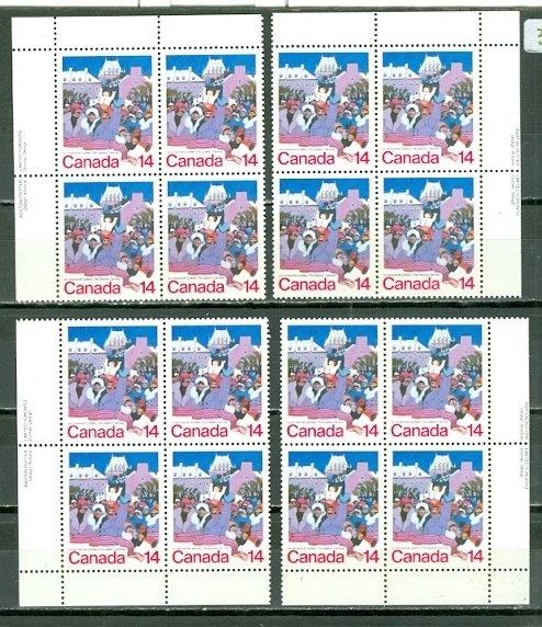 CANADA 1979 QUEBEC CARNIVAL #780 IMPRINTS CORNERS SET MNH...$6.00