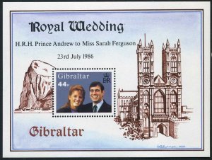 Gibraltar 498, MNH. Michel 512 Bl.10. Royal wedding 1986. Andrew-Ferguson.