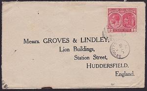 ST KITTS NEVIS 1921 cover St Kitts duplex to UK.............................6086