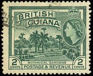 BRITISH GUIANA Sc 254 F-VF/USED - 1954 2¢ Botanical Gardens -  Sound