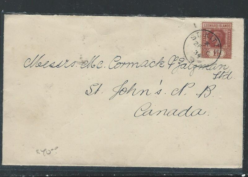 LEEWARD ISLANDS (P0912B) KGV 1 1/2D FROM ST KITTS TO CANADA  1934