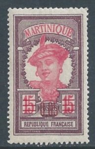 Martinique #110 NH 5c on 15c Martinique Woman - Red Surcharge