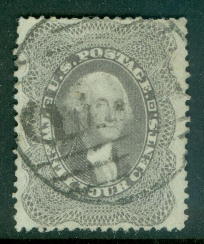 USA : 1860. Scott #37a A Choice VF, Used stamp with true gray color. Cat $375.00
