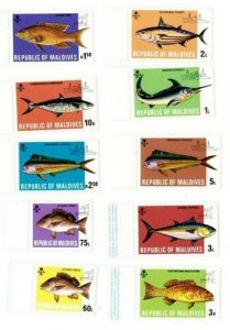 Maldives 1973 - Fish - Set of 10 Stamps - Scott #436-45 - MNH