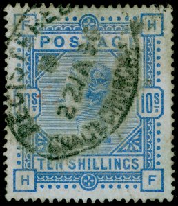 SG183a, 10s pale ultramarine, FINE USED. Cat £550. HF 