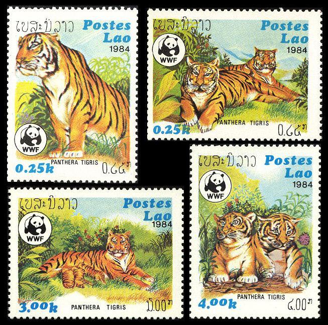 Laos WWF Tiger 4v SG#704-707 SC#517-520 MI#706-709