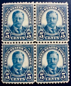 US scott# 557 block of 4 MNH OG VF 1922 5c Theodore Roosevelt