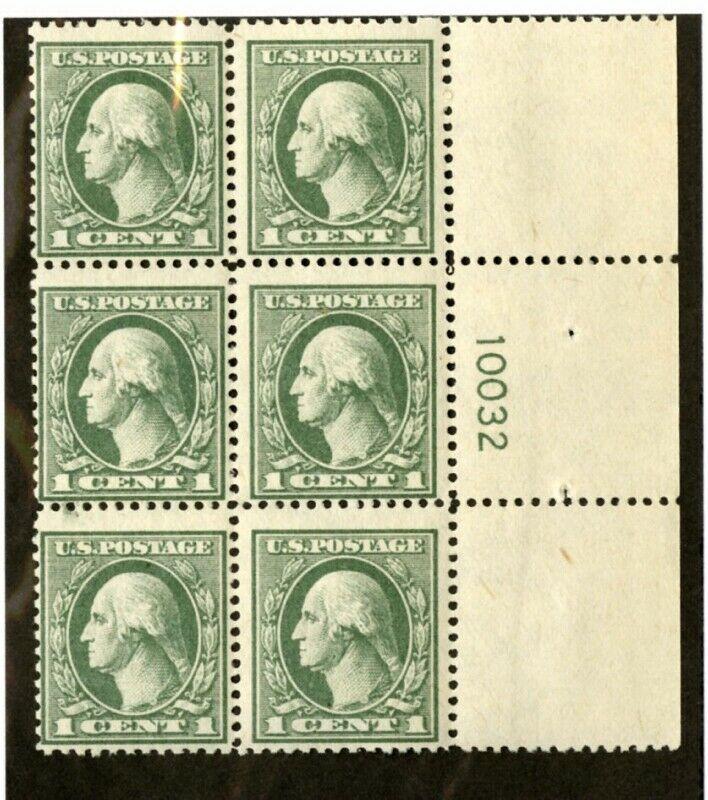 US Stamps # 536 1c Washington Plate Block Of6 FVF OG NH