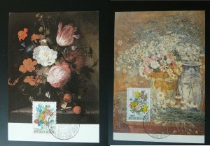 paintings flowers floral festival x2 maximum card Belgium 1980