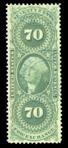 United States, Revenues #R65 Cat$14, 1862 70c Foreign Exchange, perforated, l...