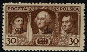 Poland Scott 267 (SW 235) MNH (1932) Kosciuszko - Washington - Pulaski