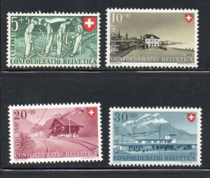 Switzerland Sc B162-65 1947 Railway Stations stamp set mint NH