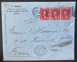 1914 USA US Invasion Of Veracruz Mexico Commercial Cover To Paris France