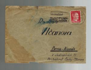 1941 Germany Diez Prison Letter & Cover from Alois Vlcan to Brno Czechoslovakia