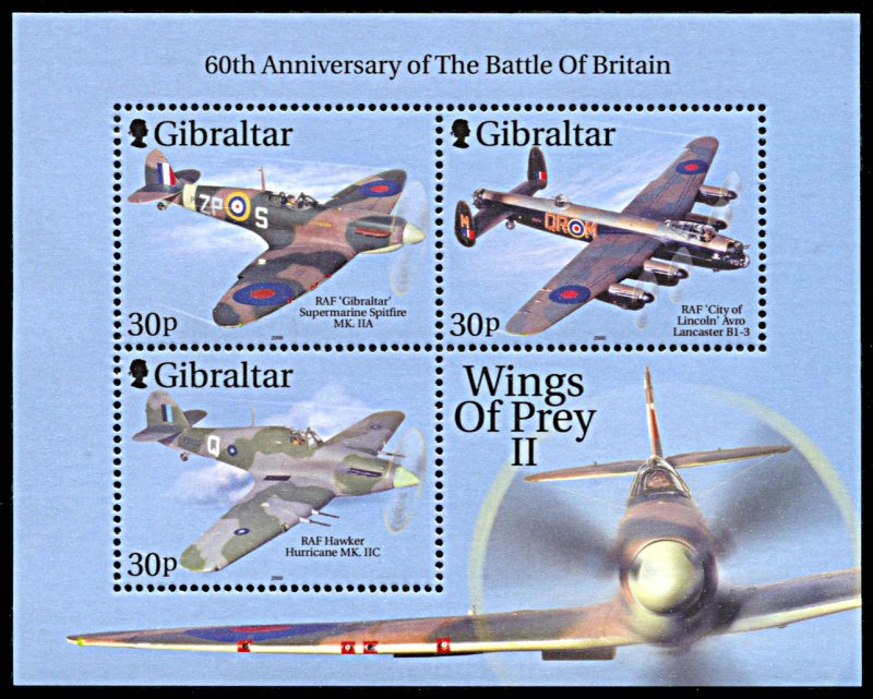 Gibraltar 853c, MNH, Fighter Jets souvenir sheet