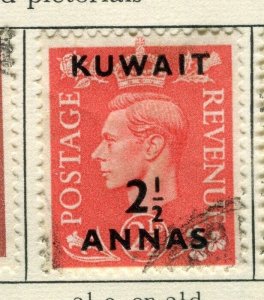 KUWAIT; 1950 early GVI surcharged issue fine used 2.5a. value