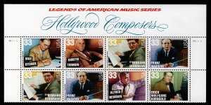 US #3339 - 44, 33c Hollywood Composers,  Block, VF mint never hinged, Fresh