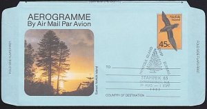 NORFOLK IS 1985 45c aerogramme - Stampex NZ commem pmk.....................B5510