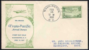 United States First Day Covers #C21-14a, 1937 20c China Clipper, Ed Kee cache...