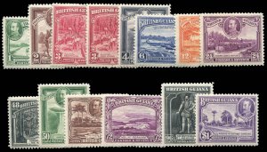 British Guiana #210-222 Cat$174.45, 1934 George V, complete set, hinged