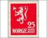 Norway Mint NK 128 Lion I 1922-1924 25 Øre Bright red