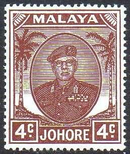 Johore 1949 4c brown MH