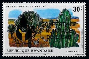 [66535] Rwanda 1977 Flora Plants Zebra Overprint From Set MNH