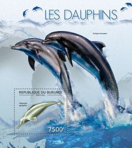 BURUNDI - 2012 - Dolphins - Perf Souv Sheet - Mint Never Hinged