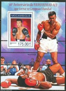 MOZAMBIQUE 50th ANNIVERSARY OF  MUHAMMAD ALI WORLD TITLE  SOUVENIR SHEET MINT NH