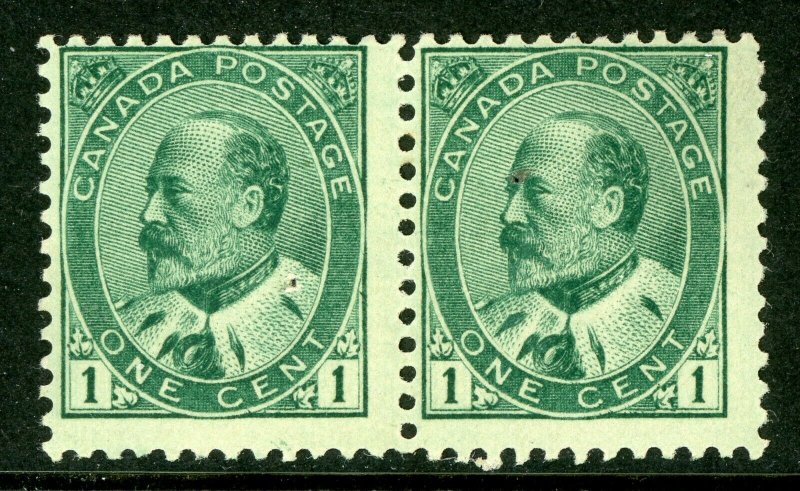 Canada 1903-08 KEVII Admiral 1¢ Green  pAIR Scott #89 MNH **G90**