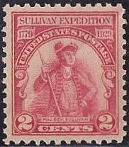 657 2 cent Sullivan Expedition  mint OG NH XXF