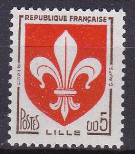 FRANCE  938 MNH 1960 5c dk brn & red ARMS of LILLE