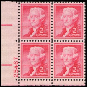 US #1033 JEFFERSON MNH LL PLATE BLOCK #25467