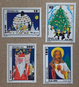 Senegal 1992 Christmas, MNH. Scott 1046-1049, CV $7.50. Jesus, Santa Claus