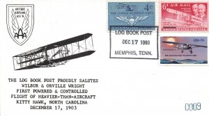 US SPECIAL EVENT CACHET COVER LOG BOOK POST WILBUR & ORVILLE WRIGHT MEMPHIS 1980