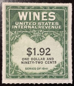 US # RE152 Series of 1941 - $1.92 - Never Hinged (No Gum As Issued) cv$35.00