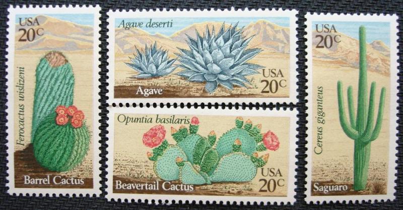 US #1942/1943/1944/1945 MNH 4 Singles Cactus SCV $1.40 L10